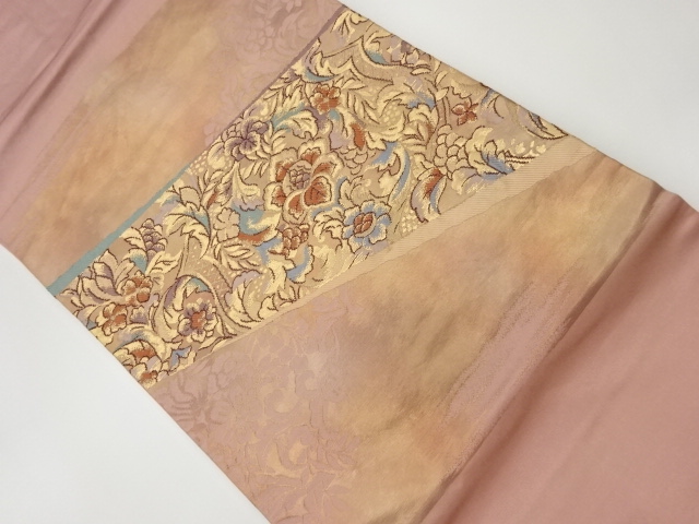 JAPANESE KIMONO / VINTAGE NAGOYA OBI / WOVEN FLOWER ARABESQUE